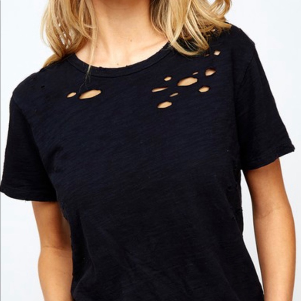Black Tee with Cutouts